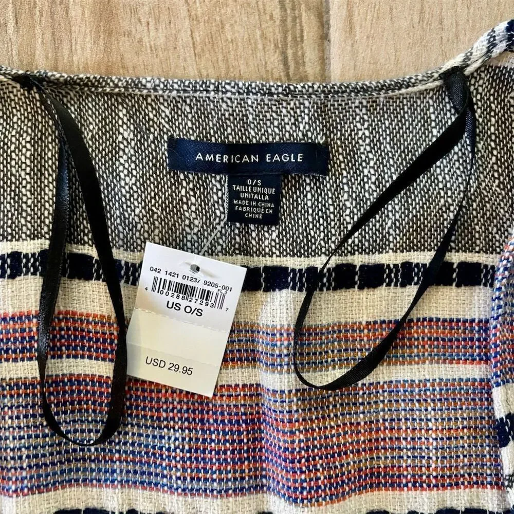 American Eagle Women's Multicolor Striped Fringe Wrap Shawl
